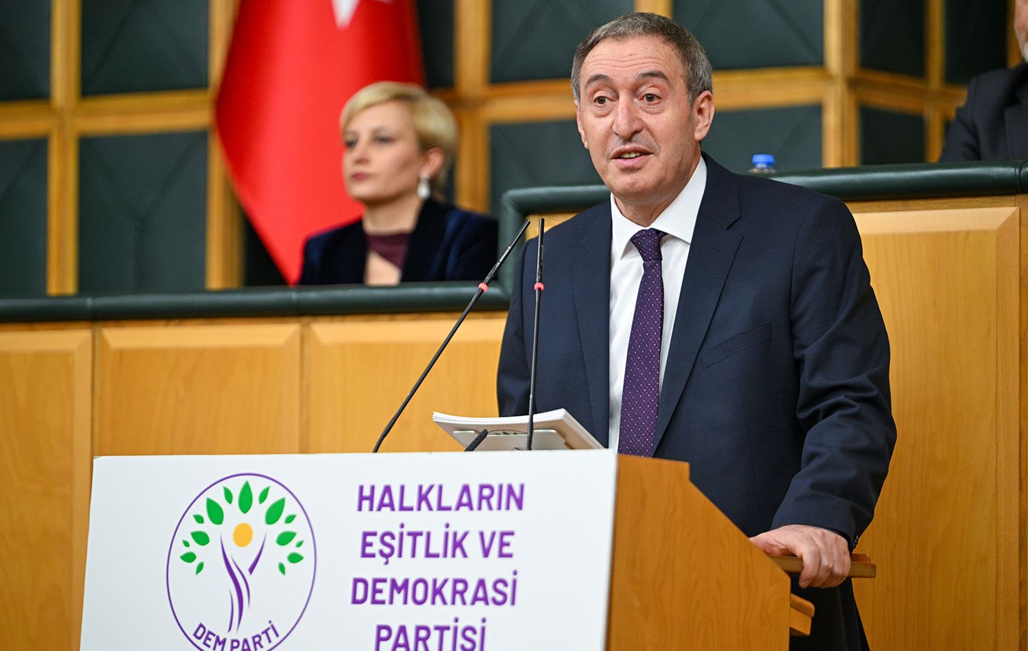 DEM Parti Eş Genel Başkanı Tuncer Bakırhan, partisinin Meclis Grup Toplantısı'na katılarak konuşma yaptı. / AA