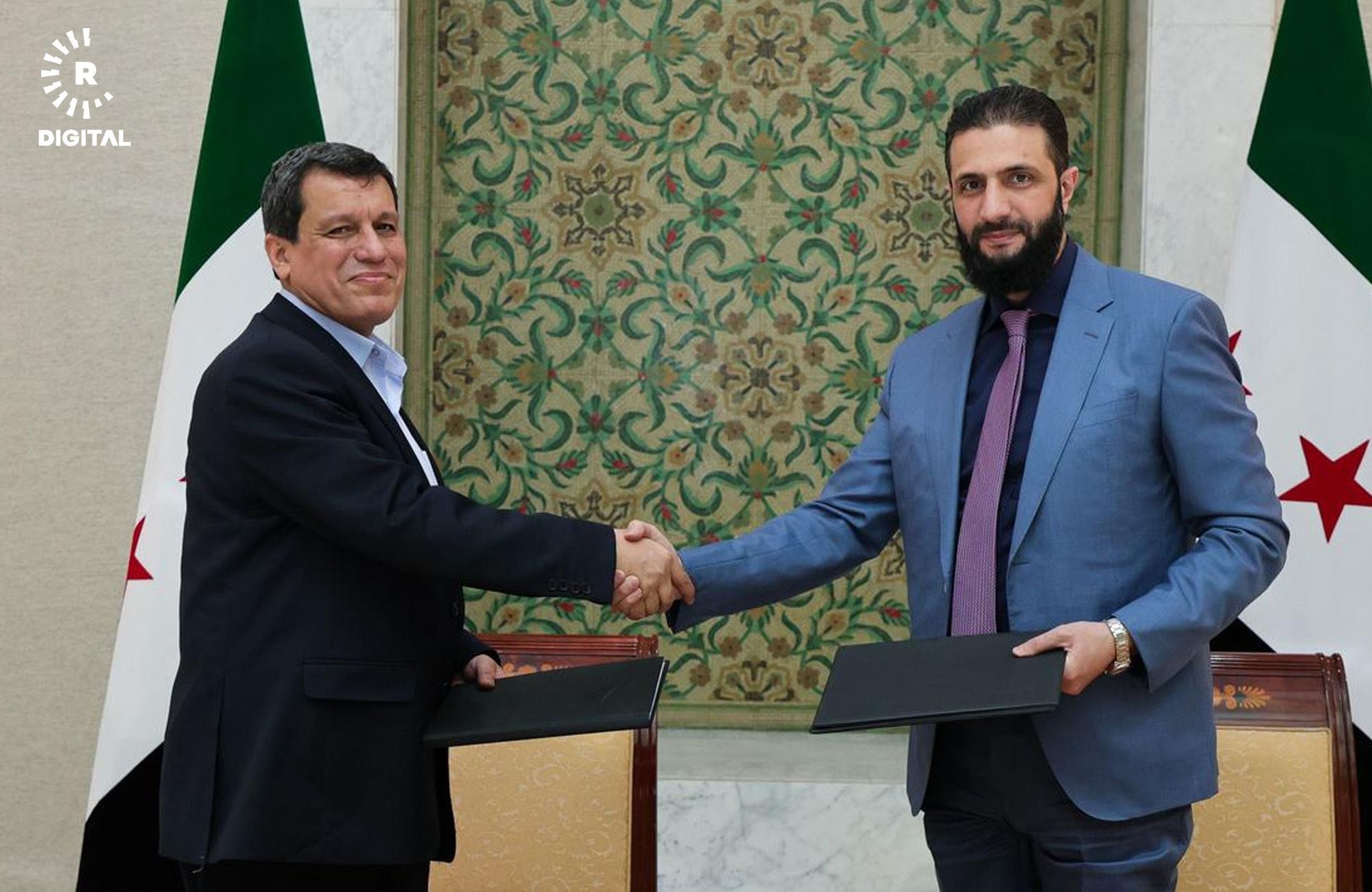 DSG Genel Komutanı Mazlum Abdi ve Suriye Cumhurbaşkanı Ahmed Şara