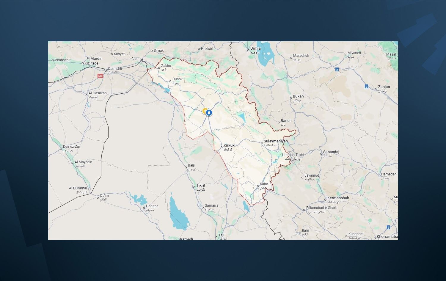 Google Haritalar’da Kerkük, Kürdistan Bölgesi içerisinde işaretlendi​