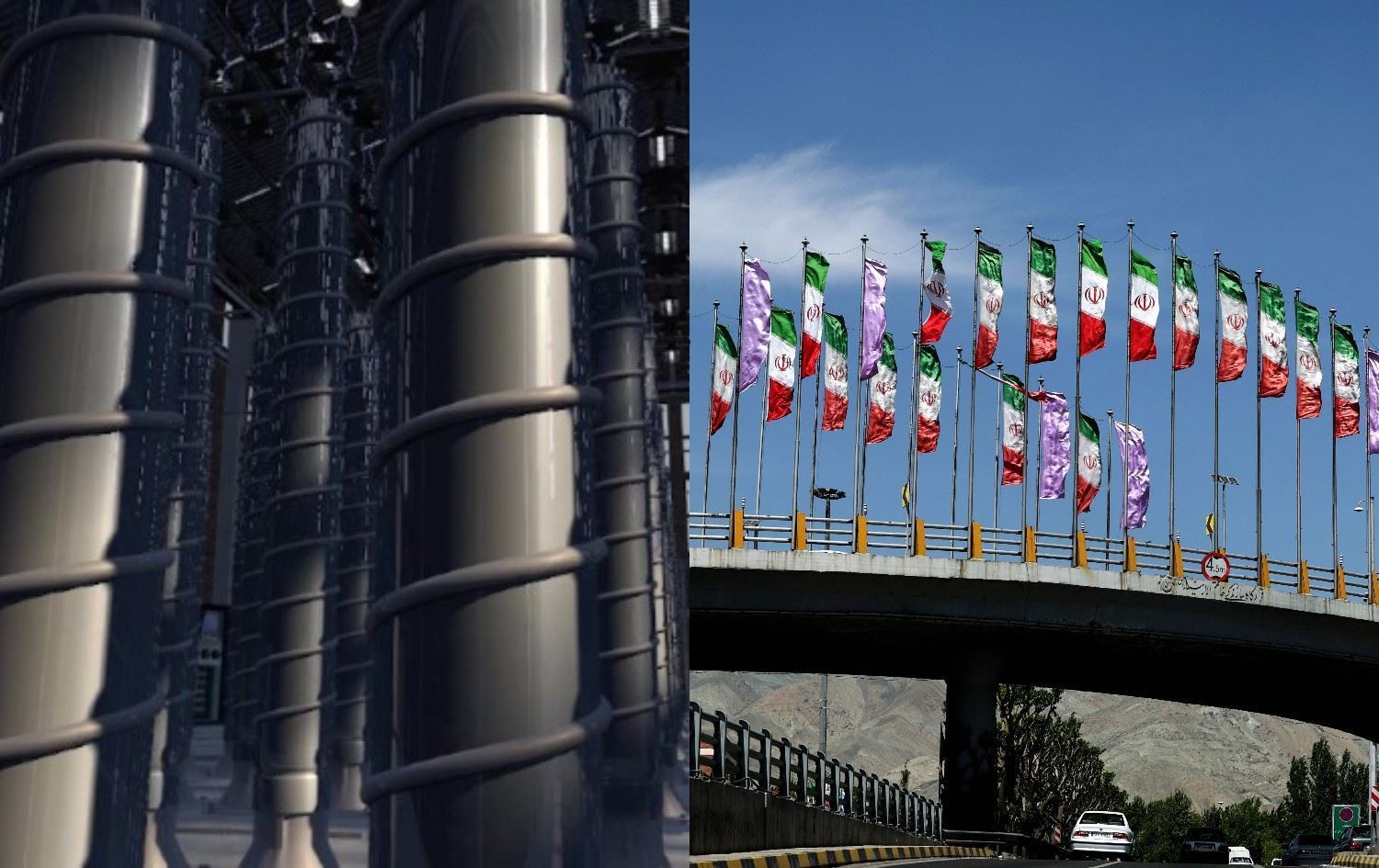 أعلام يرانية وقضبان لتخصيب اليورانيوم