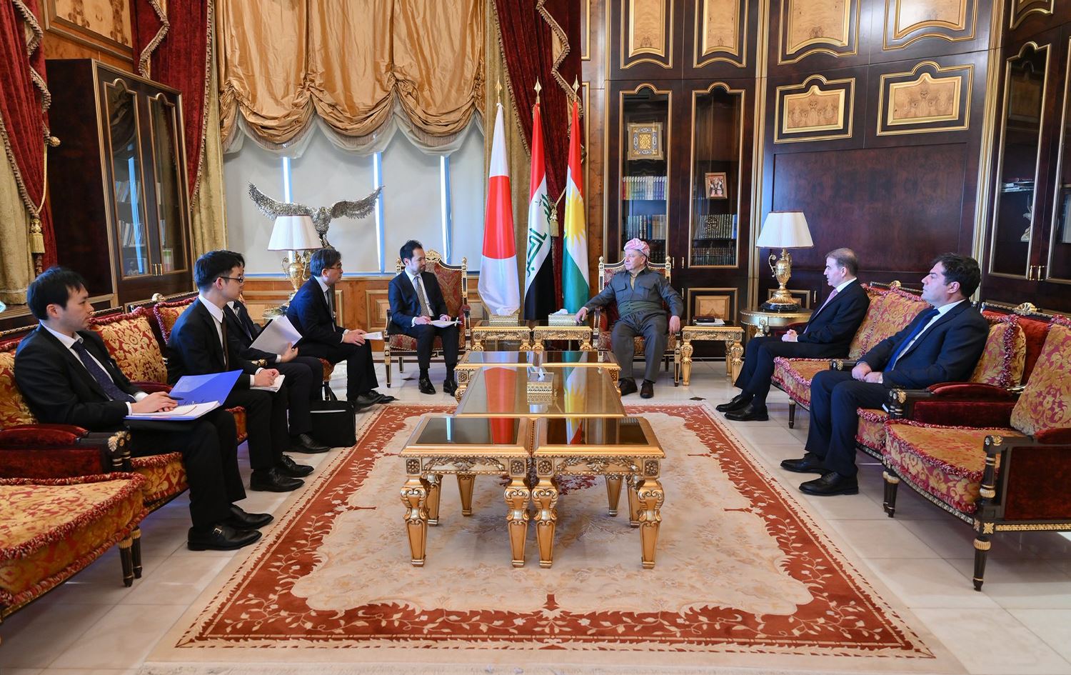 Serok Mesûd Barzanî û heyeta Japonyayî\ Wêne: Baregeha Barzanî