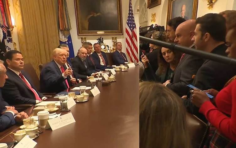 Dema ku nûçegihanê Rûdawê Diya Kurde ji Trump dipirse /Wêne: Rûdaw