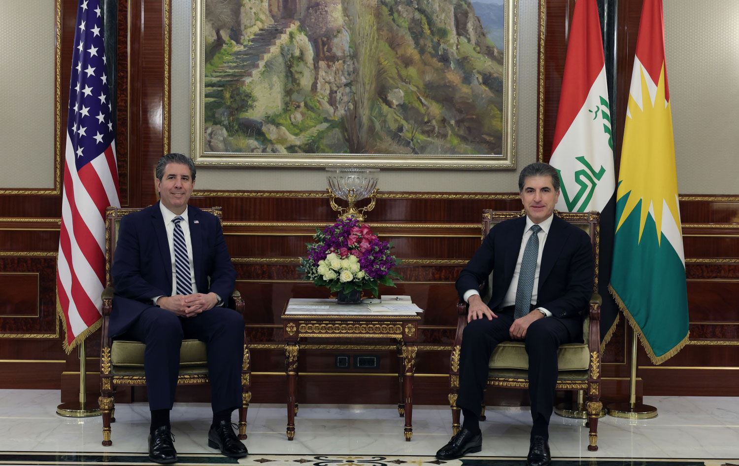 Nêçîrvan Barzanî û Michael Rigas / Wêne: Serokatiya Herêma Kurdistanê