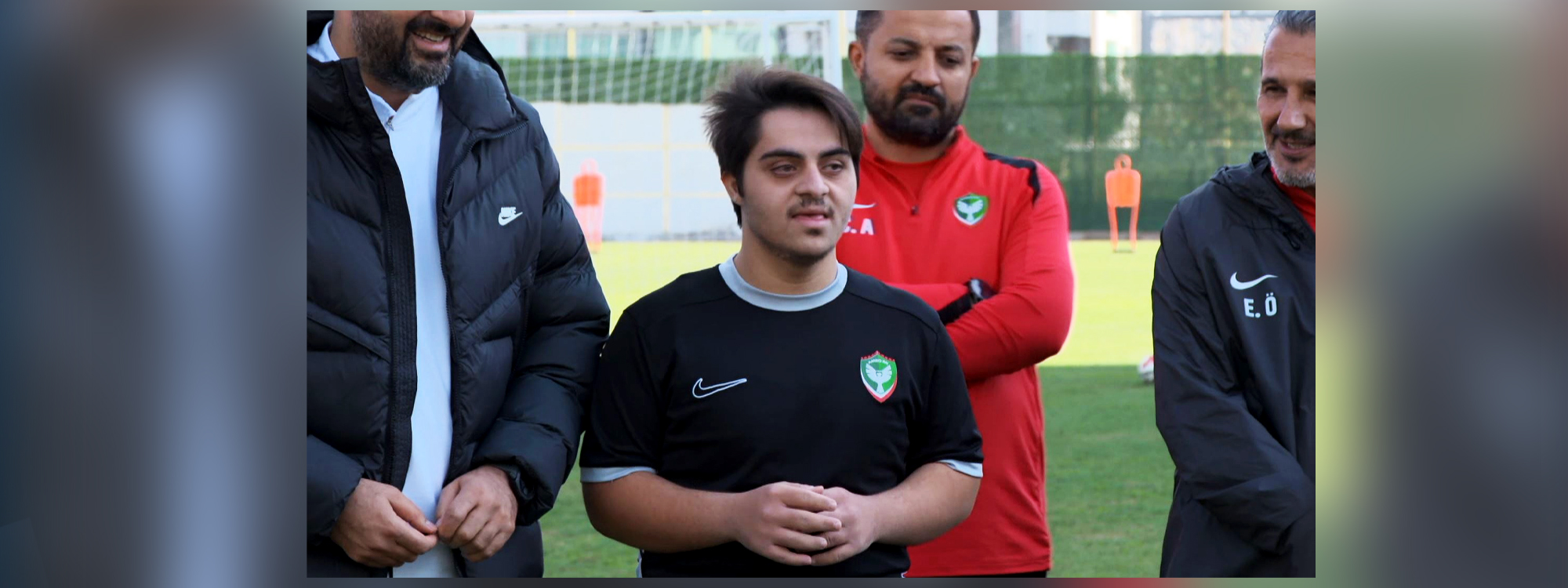Zinar Altuntas, a young fan with Down syndrome, is allowed to coach the Diyarbakir-based Kurdish football club Amedspor for their next match in Turkey's TFF First League clash against Umraniyespor on Saturday, December 6, 2025. Photo: Rudaw/screengrab 
