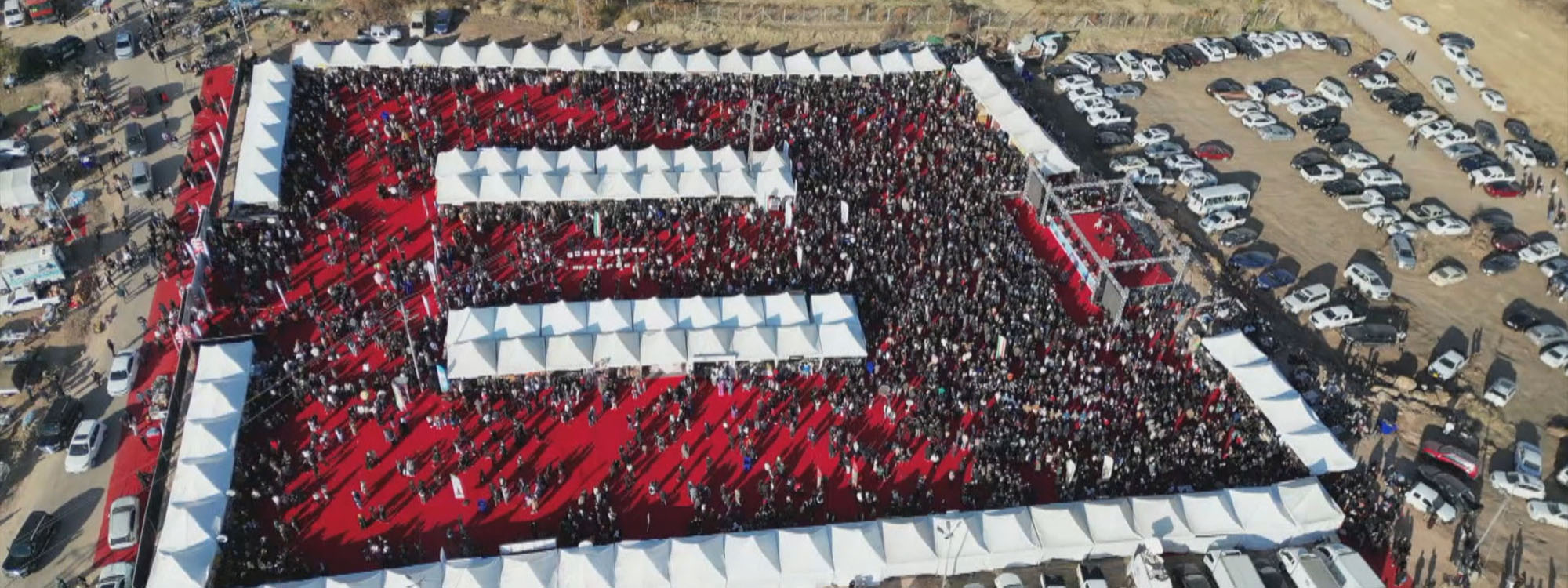 A drone shot of large crowds on the second day of the tahini festival in Duhok province's Amedi district on Friday, December 5, 2025. Photo: Rudaw/screengrab