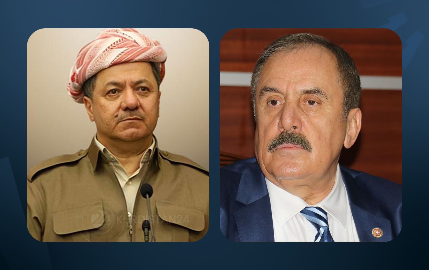 Serok Mesûd Barzanî û Salîm Ensarîoglu / Wêne: Rûdaw Grafîk