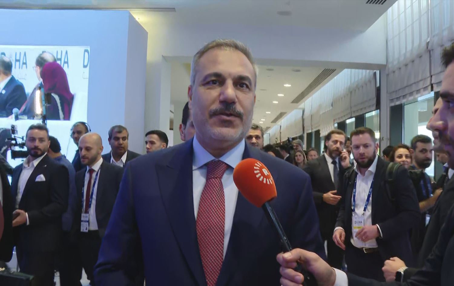 Turkish Foreign Minister Hakan Fidan speaking to Rudaw in Doha on December 6, 2025. Photo: screengrab/Rudaw