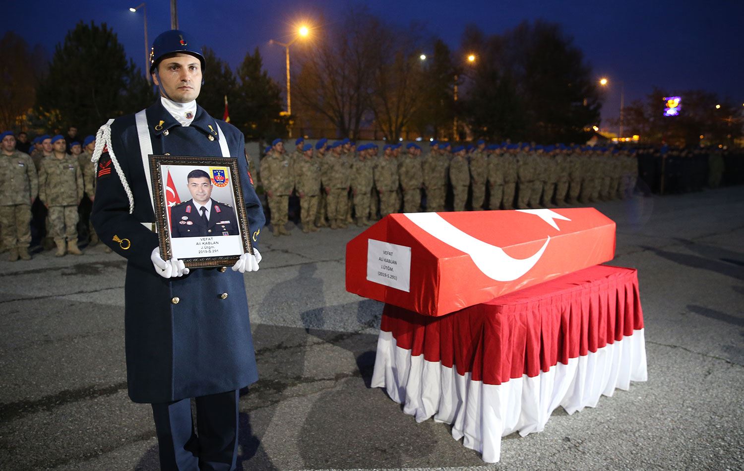 Hayatını kaybeden Korkut İlçe Jandarma Komutanı Üsteğmen Ali Kablan'ın cenazesi,  memleketi Çorum'a gönderildi. / AA