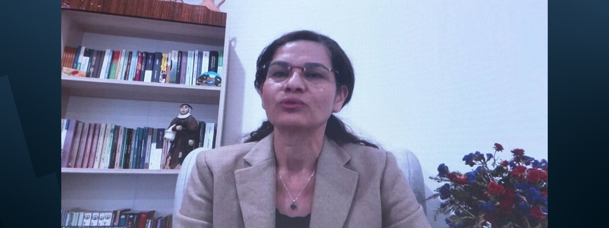 Ilham Ahmad, co-chair of northeast Syria (Rojava) foreign relations office, speaking at a peace forum in Istanbul on December 6, 2025. Photo: screengrab/Rudaw