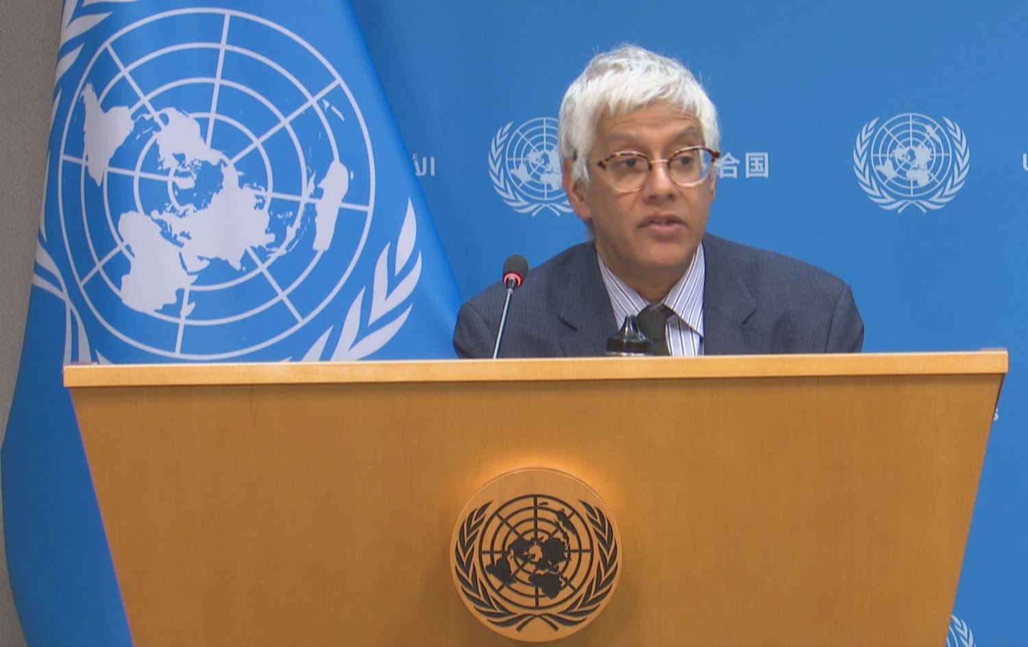 Alîkarê Berdevkê Sekreterê Giştî yê Neteweyên Yekbûyî Farhan Haq  / Wêne: Ji ber dîmena, Rûdaw