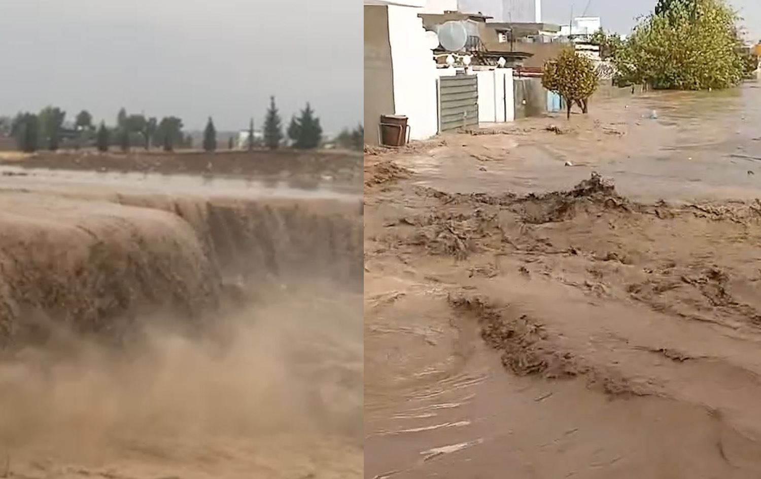 Footage of a flood in Sulaimani province, Chamchamal district, on December 9, 2025. Photo: screengrab/Rudaw 