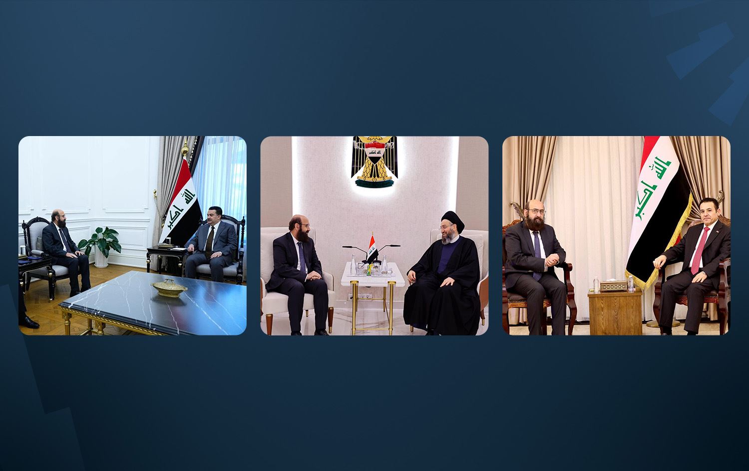 جانب من لقاءات أمير الإيزديين بمسؤولين في بغداد 