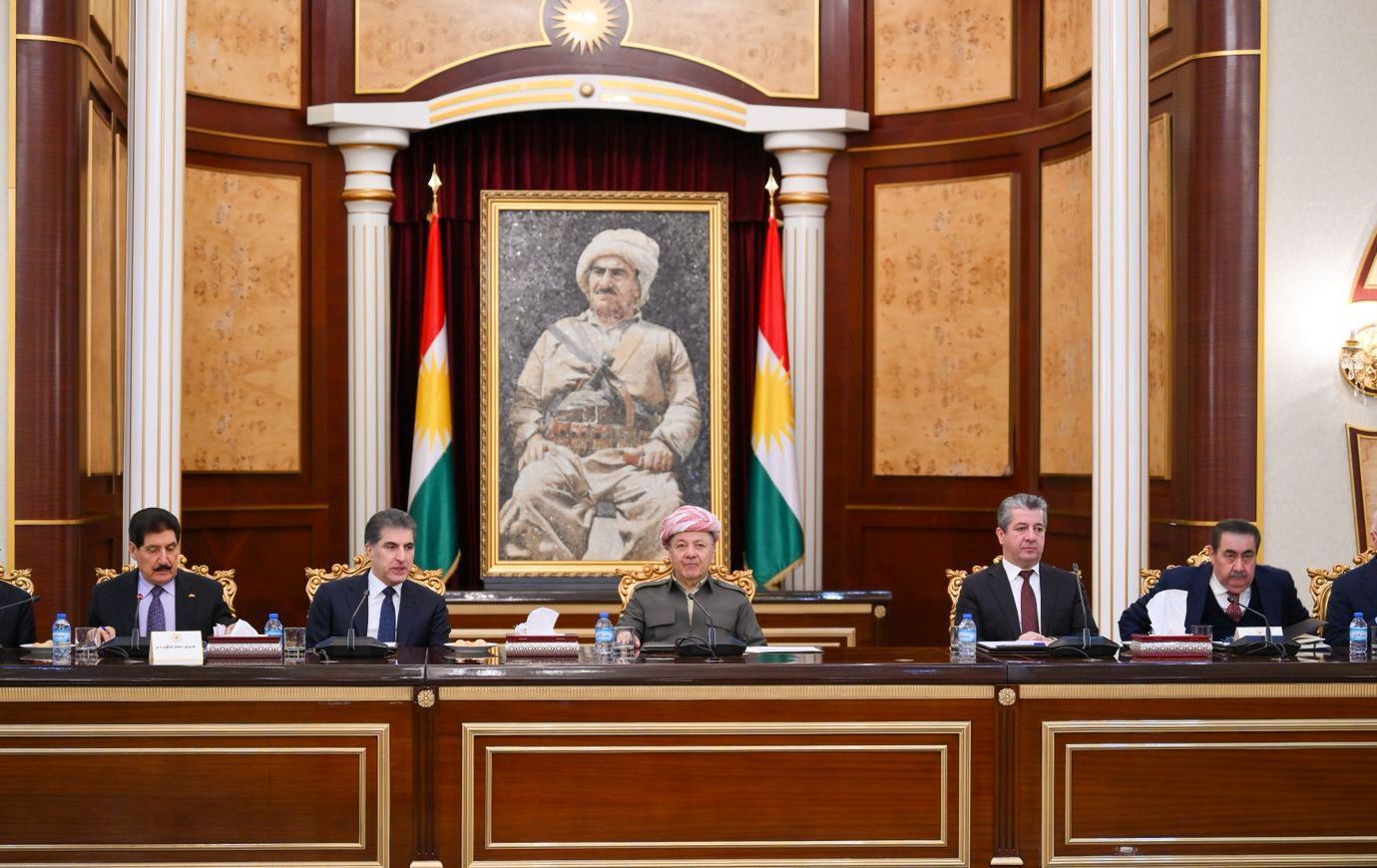 President Masoud Barzani (C) chairs a KDP leadership meeting on Thursday, December 18, 2025. Photo: KDP