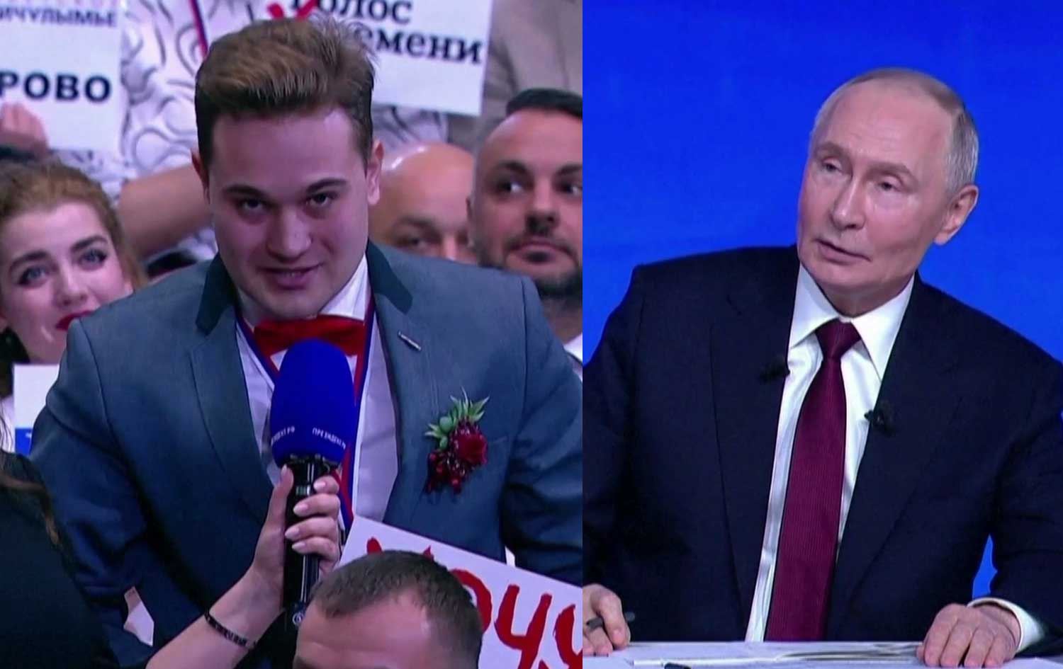 رۆژنامەڤانێک لە کۆنفرانسی رۆژنامەڤانیی پووتین دا داوای هاوژینی لە خۆشەویستەکەی کرد