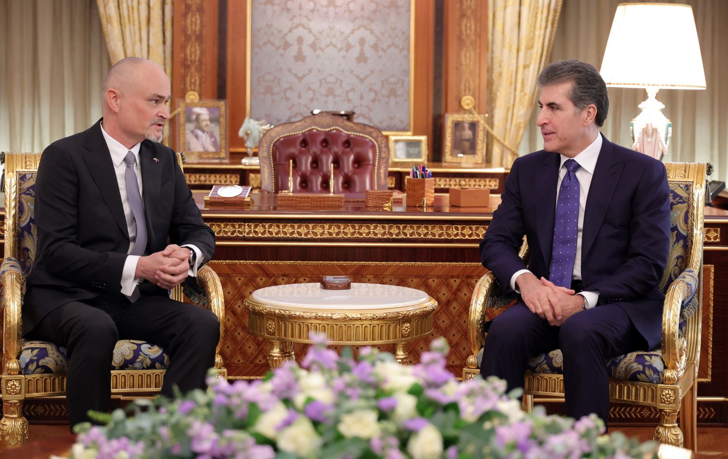  کۆبوونەوەی نێچیرڤان بارزانی، سەرۆکی هەرێمی کوردستان لەگەڵ ماچێی زایدل، کۆنسووڵی گشتیی نوێی پۆڵەندا لە هەولێر