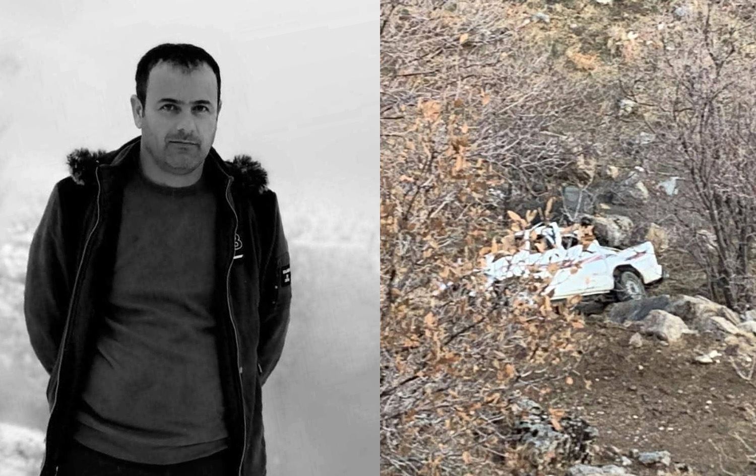 وێنەیەکی پیکئاپەکە و ئەو کەسەی گیانی لەدەستداوە