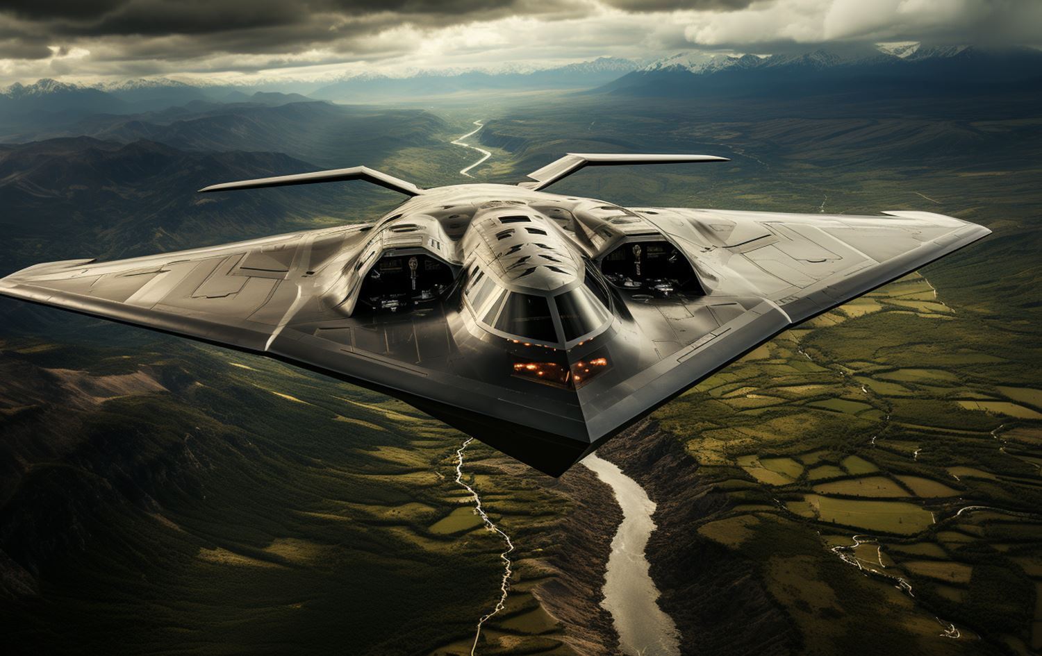 فڕۆکەی B-2. وێنەکە بە ژیریی دەستکرد دروستکراوە