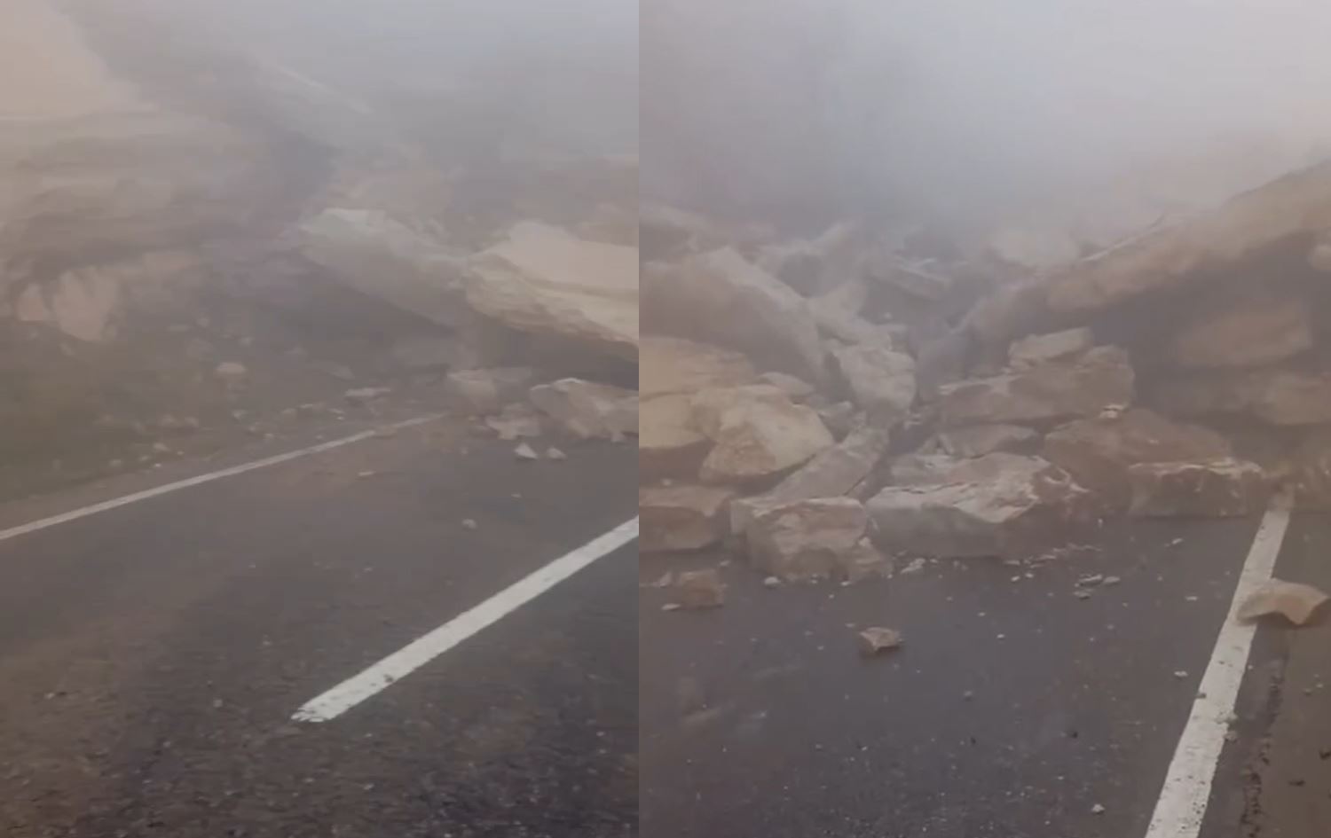 ڤیدیۆ.. بەشێکی چیای هەیبەت سوڵتان داڕووخا و هاتووچۆ وەستا