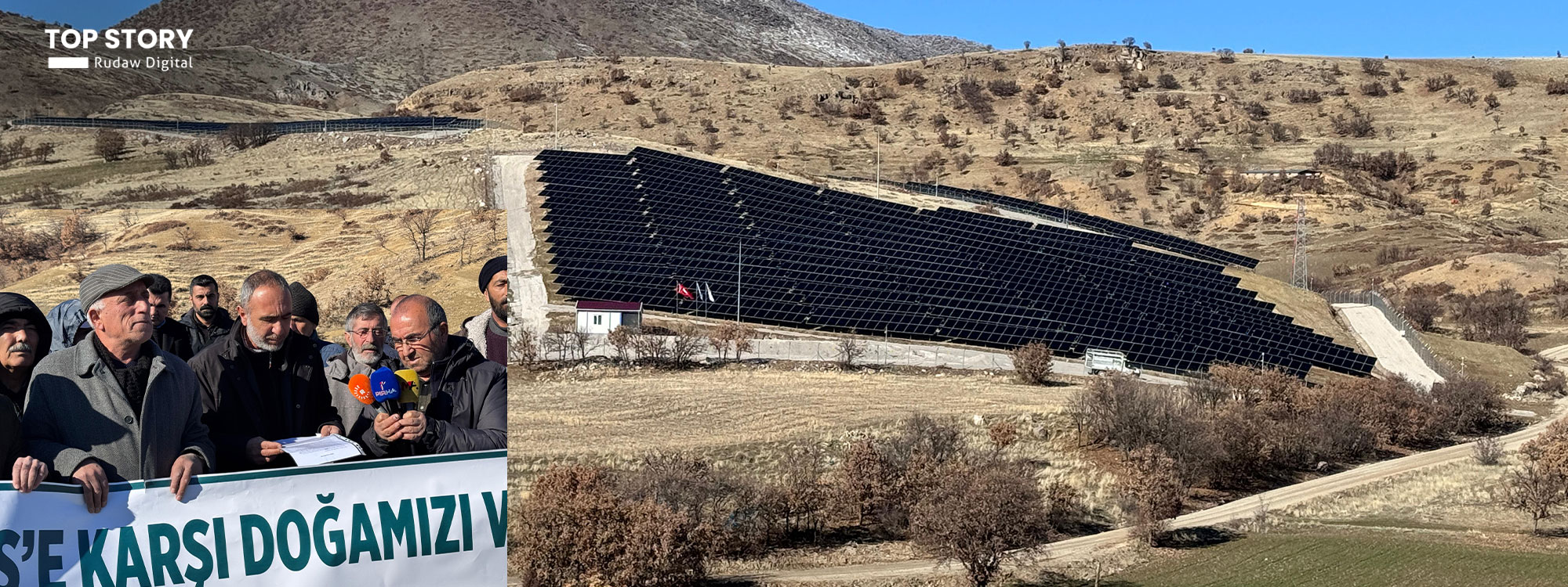 Dersim'de tarım ve mera alanına kurulan güneş enerjisi santrali (GES), yapılan teknik incelemelerde mevzuata aykırılıklar tespit edilmesi üzerine mühürlendi. / Foto: Ali Haydar Gözlü / Rûdaw