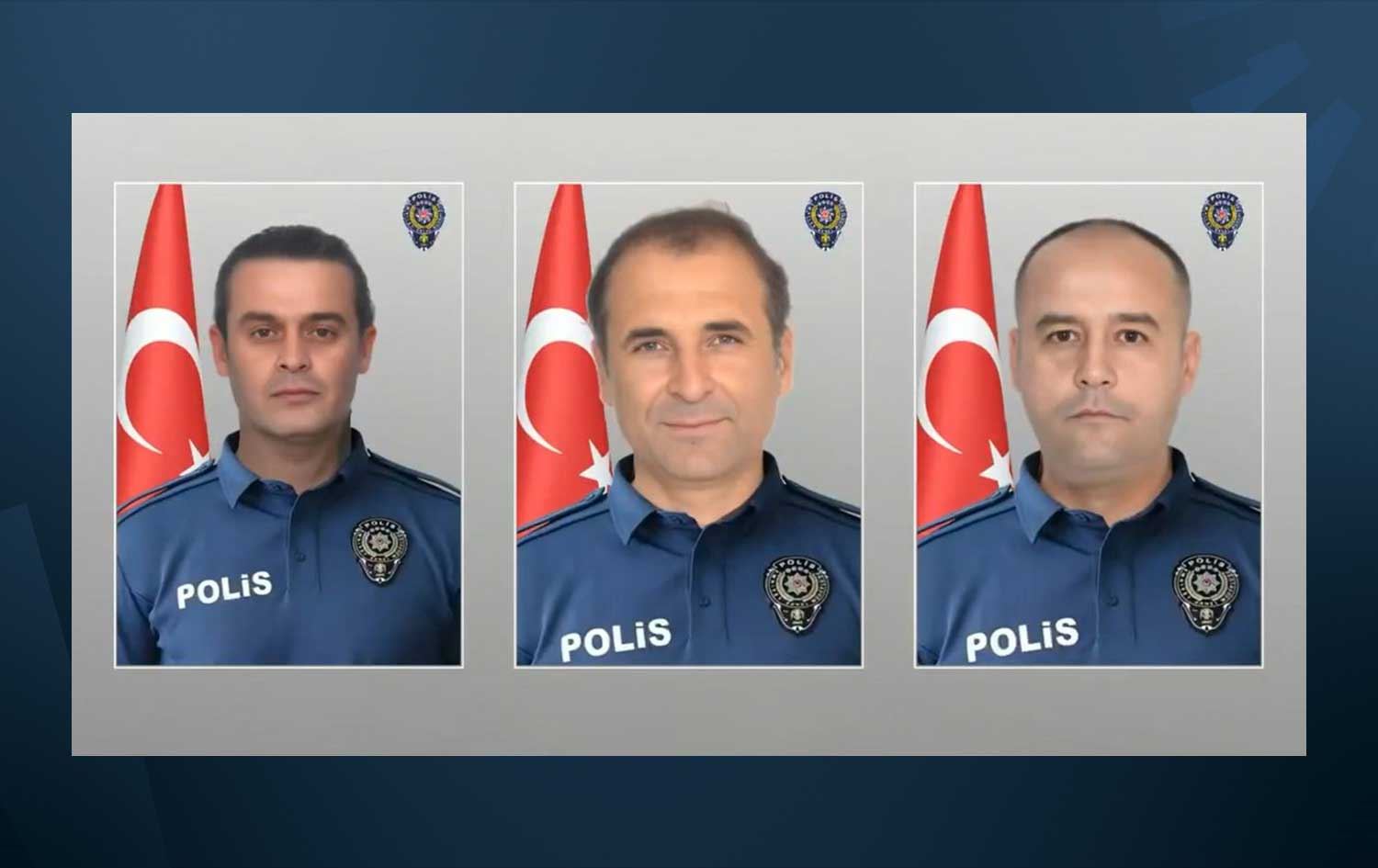 A composite image of three Turkish police officers who were killed during an operation against the Islamic State (ISIS) in the northwestern city of Yalova on December 29, 2025. Photo: Turkish Interior Ministry