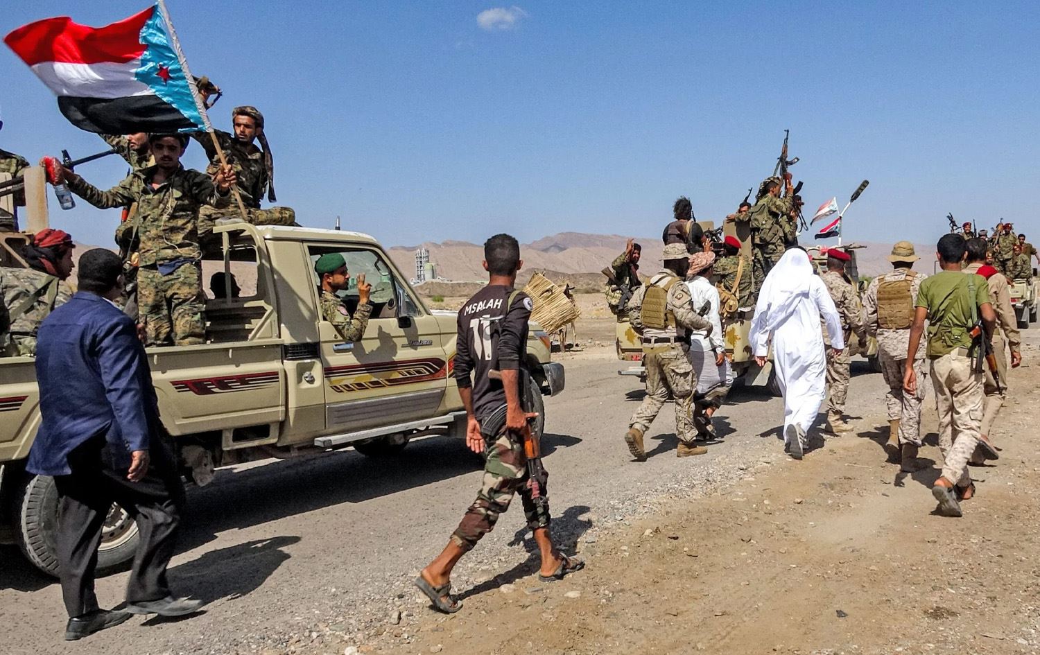  هێزەکانی ئەنجوومەنی نیشتمانی باشووری یەمەن. وێنە: AFP