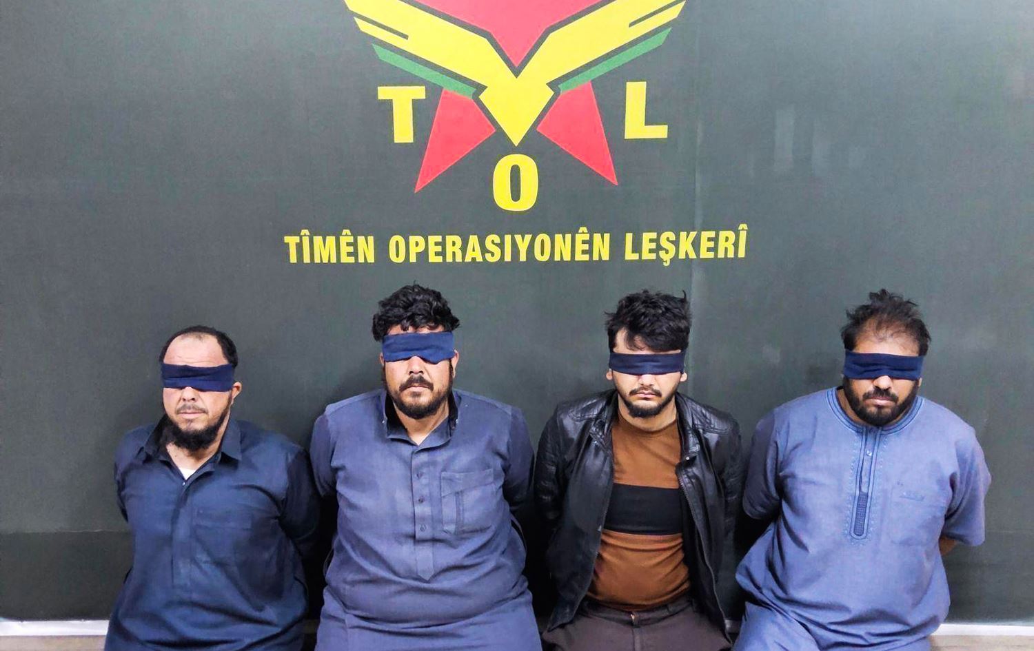 Four Islamic State (ISIS) suspects arrested by Kurdish-led forces in Raqqa city, Syria on January 3, 2025. Photo: SDF 