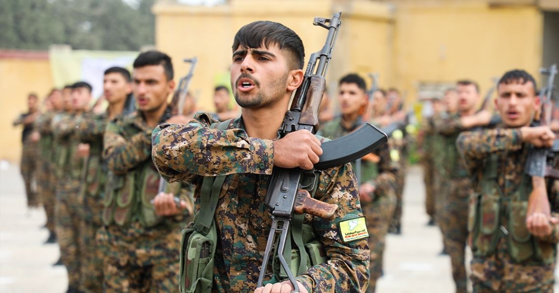 Members of the Kurdish-led Syrian Democratic Forces (SDF) pictured during a training session in northeast Syria (Rojava) on November 6, 2025. Photo: SDFpress/X