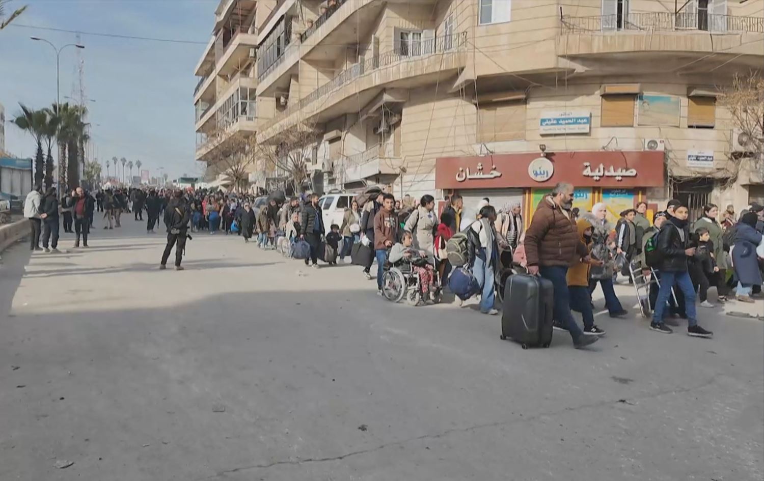 Footage showing people leaving their homes amid tensions in Aleppo on January 7, 2025. Photo: SANA