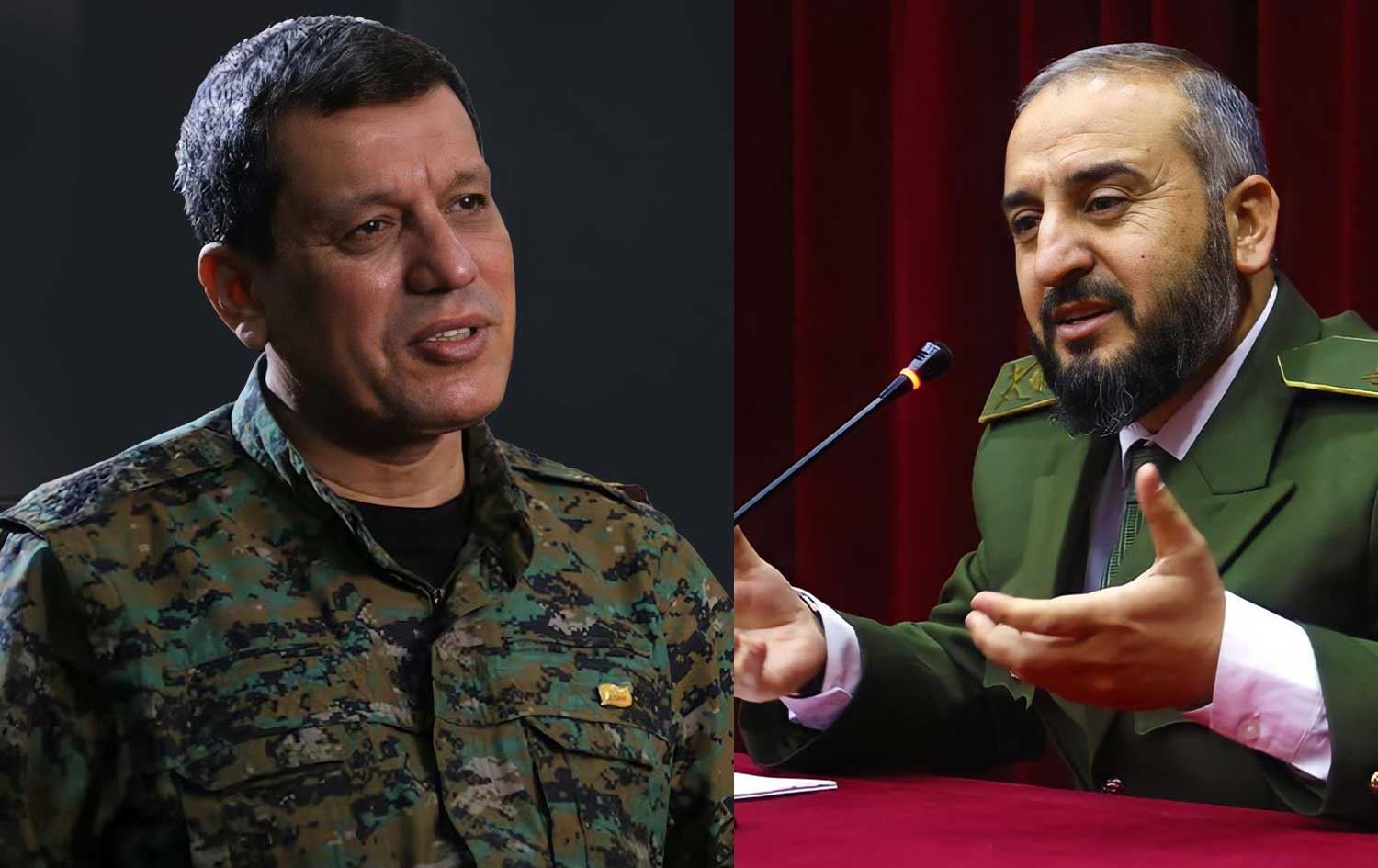 DSG Genel Komutanı Mazlum Abdi ile Suriye Savunma Bakanı Murhaf Ebu Kasra