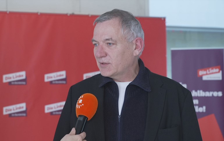 Jan van Aken, co-chair of Germany’s The Left Party, speaking to Rudaw on January 9, 2025. Photo: screengrab/Rudaw