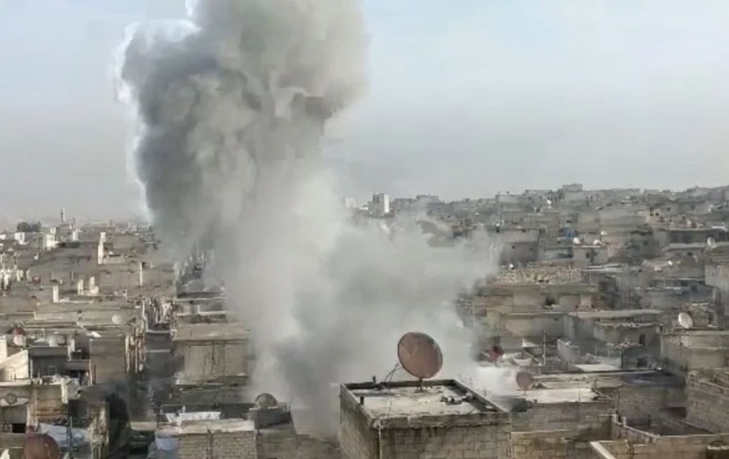 دیمەنی ساتی بۆردوومانێک بۆسەر گەڕەکێکی حەلەب