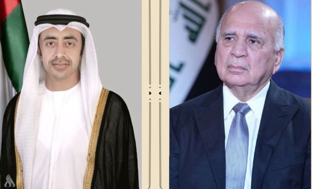 وزيرا خارجية العراق والإمارات فؤاد حسين وعبدالله بن زايد