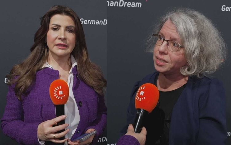 عضوة البرلمان الأوروبي عن كتلة "الخضر" كاترين لانغينسيبن ومراسلة رووداو آلا شالي