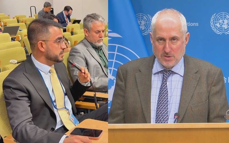 المتحدث باسم الأمين العام للأمم المتحدة ستيفان دوجاريك ومراسل رووداو نامو عبد الله