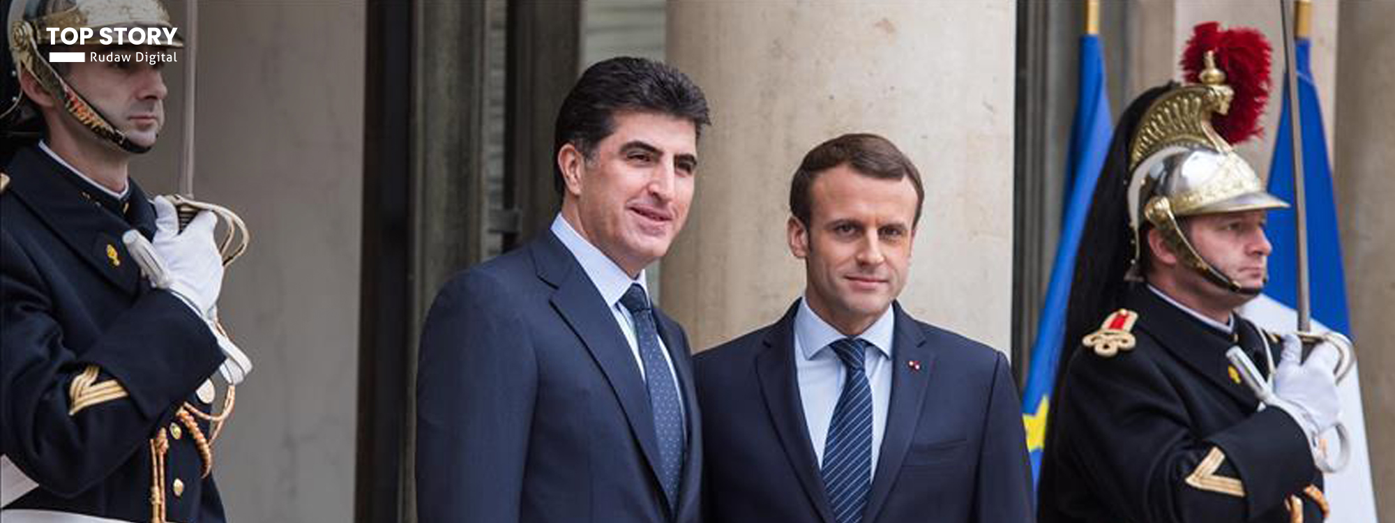 کۆشکی ئیلیزێ: ماکرۆن و نێچیرڤان بارزانی داوای دەستبەجێ راگرتنی شەڕی سووریا دەکەن