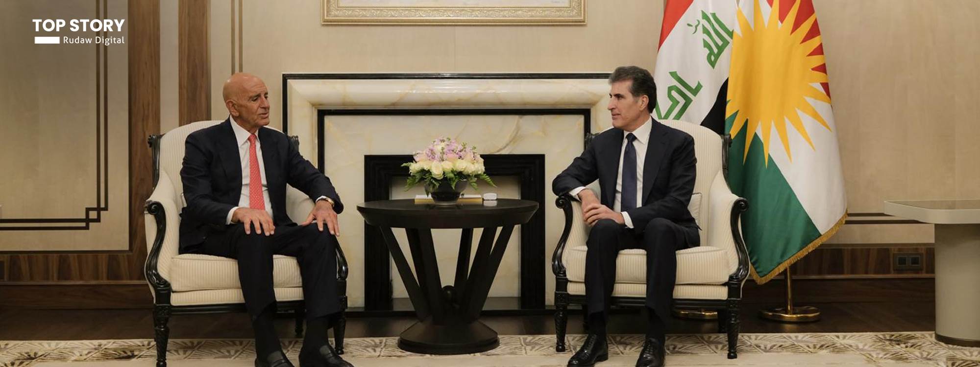 نيجيرفان بارزاني وتوماس باراك: اللجوء إلى الطرق العسكرية لا يحلّ المشاكل