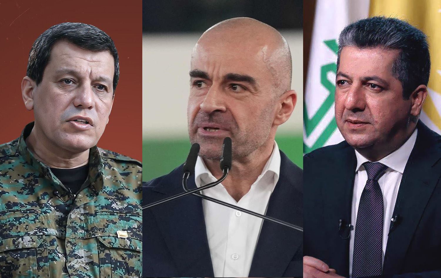 مسرور بارزاني وبافل طالباني ومظلوم عبدي 