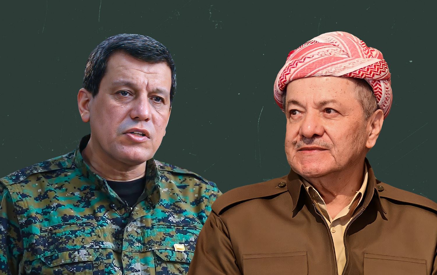 الرئيس مسعود بارزاني والقائد العام لقوات سوريا الديمقراطية، مظلوم عبدي