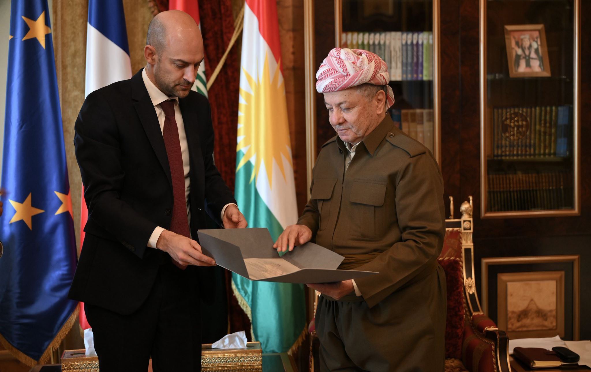 Jean-Noel Barrot name ji Serok Mesûd Barzanî re anî / Wêne: Baregeha Barzanî