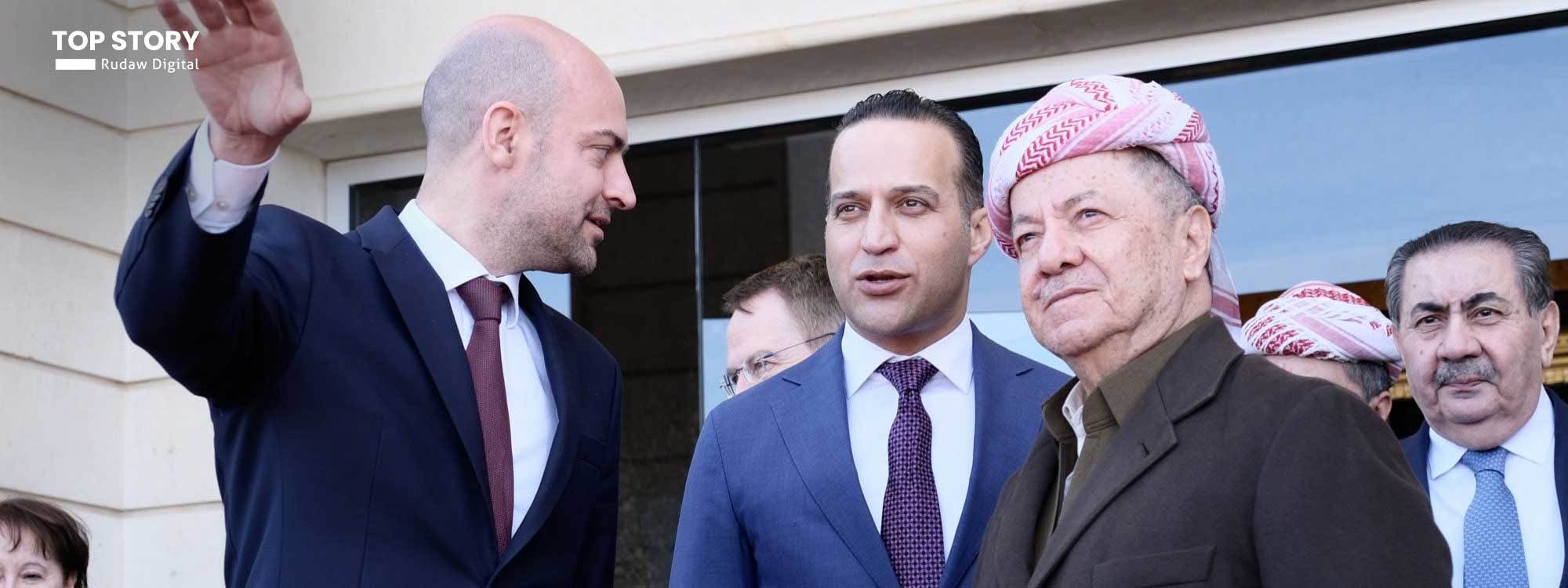 وزير الخارجية الفرنسي ينشر صورته مع الرئيس مسعود بارزاني أثناء زيارته إلى أربيل 