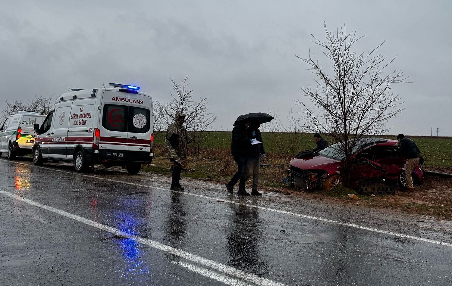 Mardin'de TIR ile otomobilin çarpışması sonucu 2 kişi öldü, 2'si ağır 3 kişi yaralandı. / Foto: AA