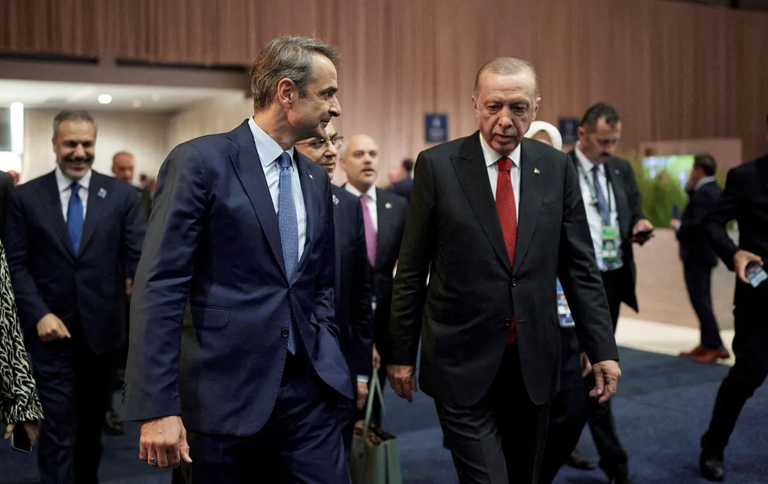 رەجەب تەیب ئەردۆغان، سەرۆککۆماری تورکیا و کیریاکۆس میتسۆتاکیس، سەرۆکوەزیرانی یۆنان