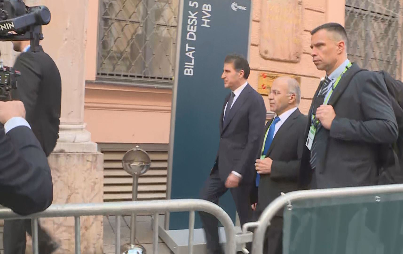 ساتی گەیشتنی نێچیرڤان بارزانی، سەرۆکی هەرێمی کوردستان بە شوێنی کۆنفرانسی ئاسایشی میونشن.