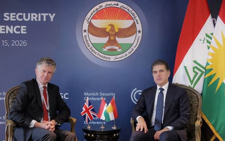 Foto: Kürdistan Bölgesi Başkanı Neçirvan Barzani, Münih Güvenlik Konferansı temasları kapsamında İngiltere Ulusal Güvenlik Danışmanı Jonathan Powell ile bir araya geldi