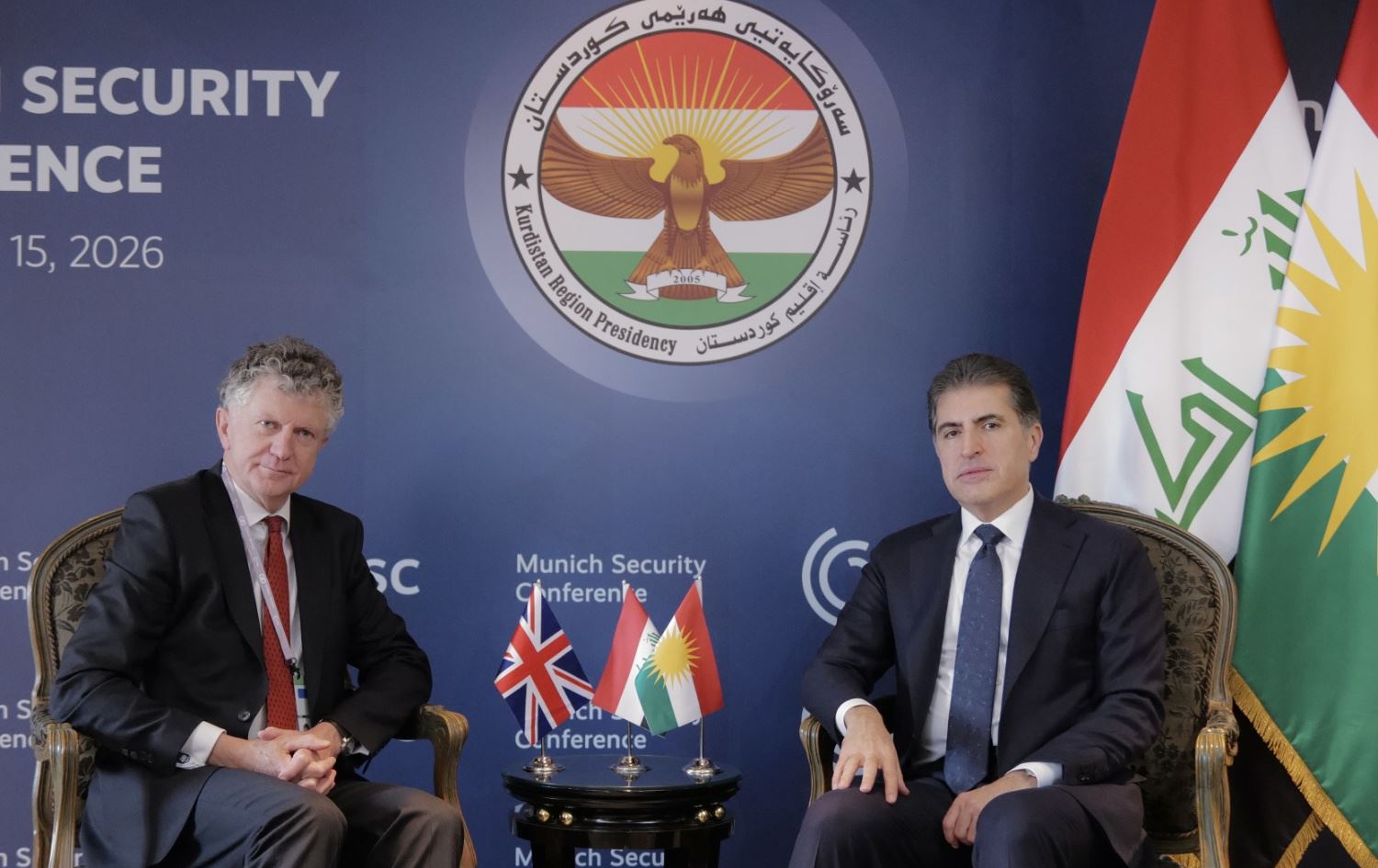 رئيس إقليم كوردستان نيجيرفان بارزاني ومستشار الأمن القومي البريطاني جوناثان باول