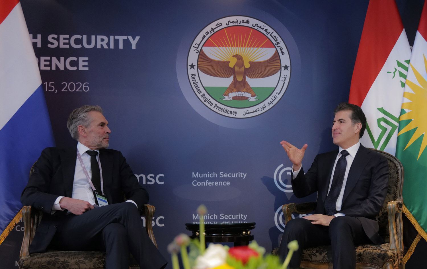 Kürdistan Bölgesi Başkanı Neçirvan Barzani, Münih Güvenlik Konferansı marjında Hollanda Başbakanı ve Savunma Bakanı ile bir araya geldi