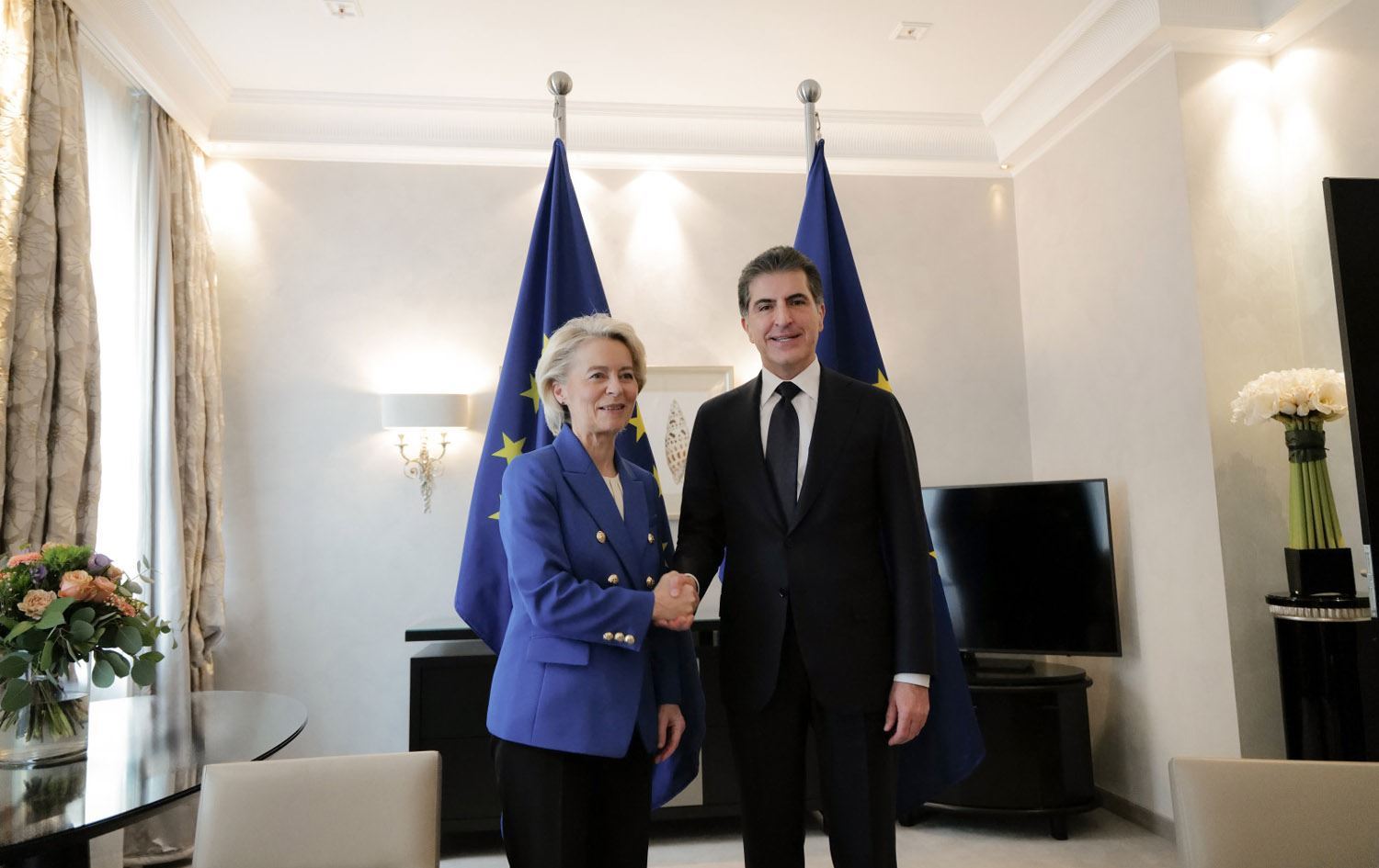  Kürdistan Bölgesi Başkanı Neçirvan Barzani, Münih Güvenlik Konferansı kapsamında Avrupa Komisyonu Başkanı Ursula von der Leyen ile bir araya geldi