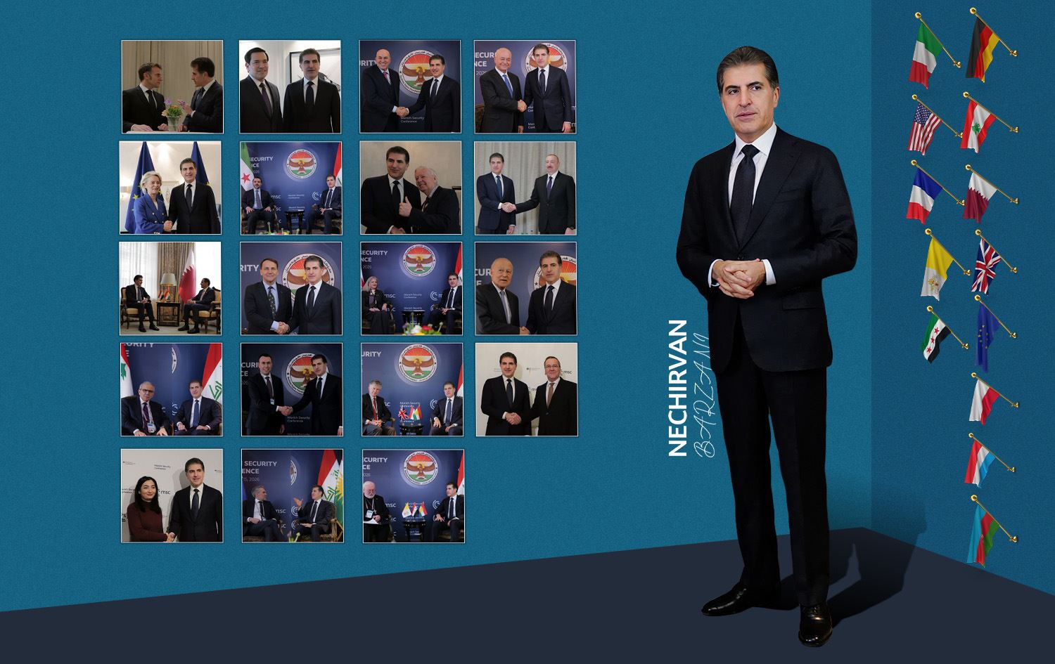 نێچیرڤان بارزانی لە میونشن؛ هەوڵەکان بۆ پاراستنی هەرێمی کوردستان و مافی کورد لە سووریا