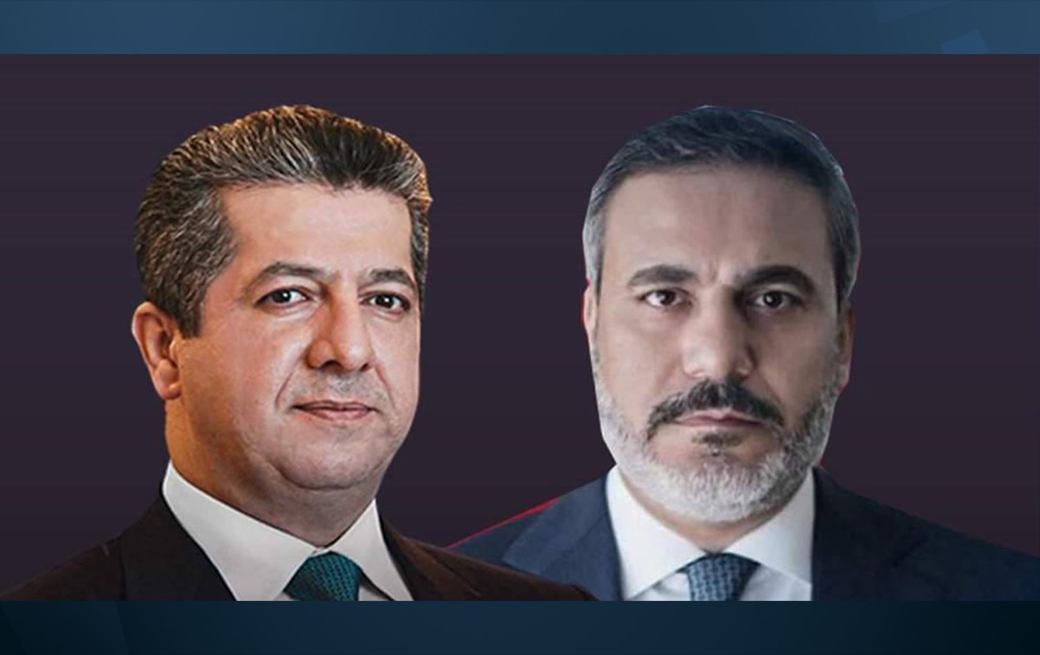 رئيس حكومة إقليم كوردستان، مسرور بارزاني، ووزير خارجية تركيا، هاكان فيدان