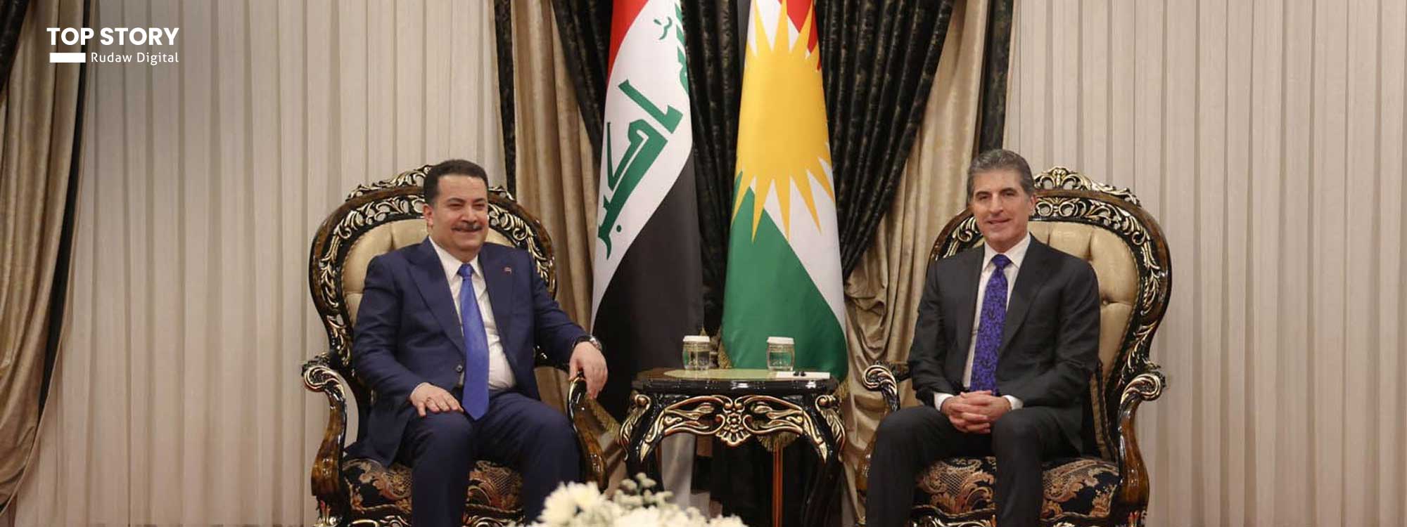 سوودانی و نێچیرڤان بارزانی جەخت لە پاراستنی سەروەریی عێراق و هەرێمی کوردستان دەکەنەوە